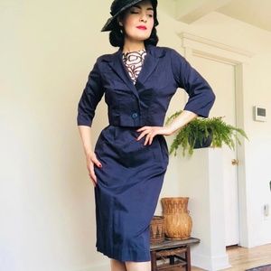 Gorgeous Vintage Blue Dress with Bolero and Belt- Can fit Small or Medium